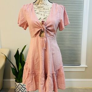 Pink Tie-Front Dress